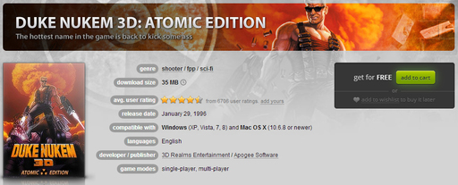Цифровая дистрибуция - Получи Duke Nukem на халяву. GOG.com раздает игры.